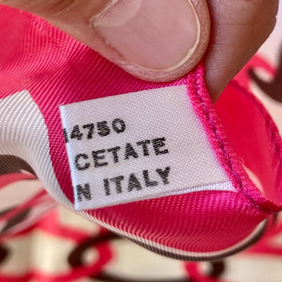 Vintage Jacques Piaget Italian Acetate Scarf Rectangle 18" X 53" Pink White - Picture 8 of 16